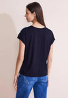 Street One Material Mix Print Top, Deep Blue