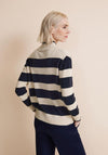 Street One High Neck Stripe Knit Sweater, Deep Blue