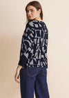 Street One Cosy Jacquard Print Top, Deep Blue