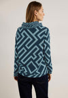 Cecil Drawstring Collar Graphic Print Sweatshirt, Strong Petrol Blue