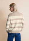 Street One High Neck Stripe Knit Sweater, Lucid White