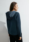 Cecil Jacquard Drawstring Sweatshirt, Strong Petrol Blue