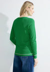 Cecil Contrast Trim Structure Knit Sweater, Celery Green