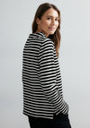 Cecil Drawstring Detail Striped Top, Black