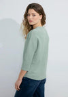 Cecil Stripe Structure Top, Raw Green