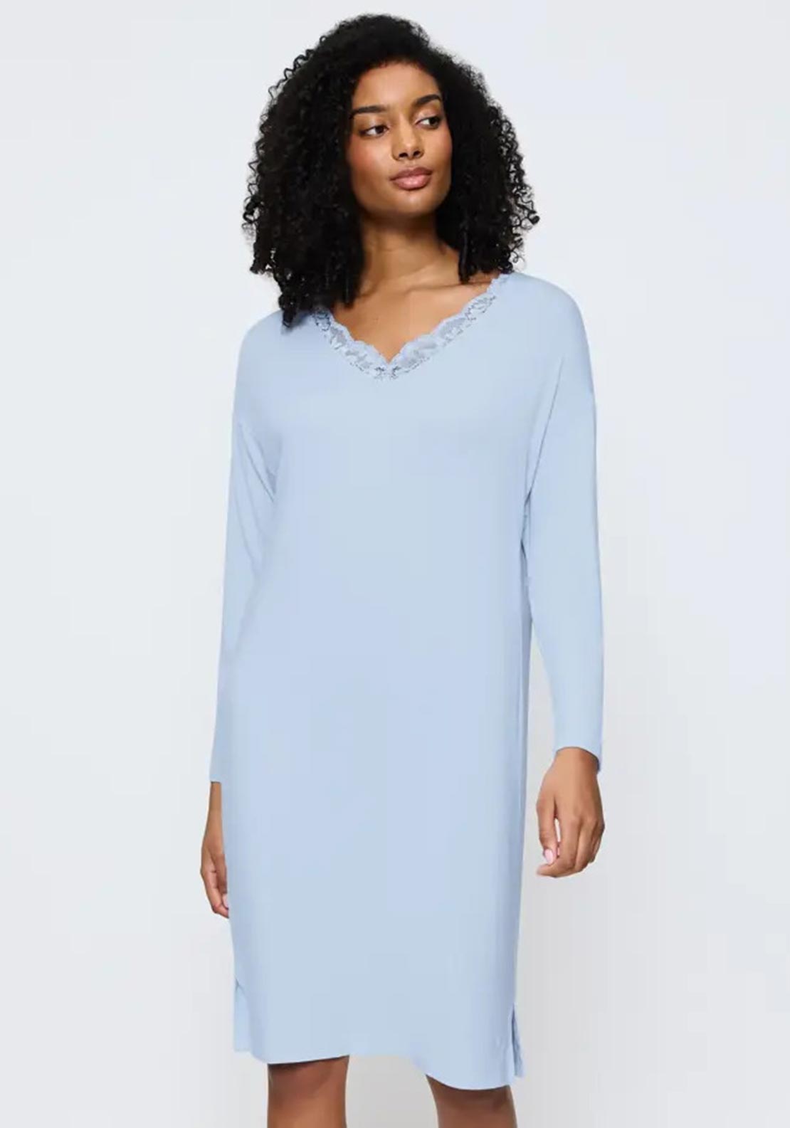 Triumph Long Sleeve V Neck Nightdress, Blue
