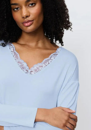 Triumph Long Sleeve V Neck Nightdress, Blue