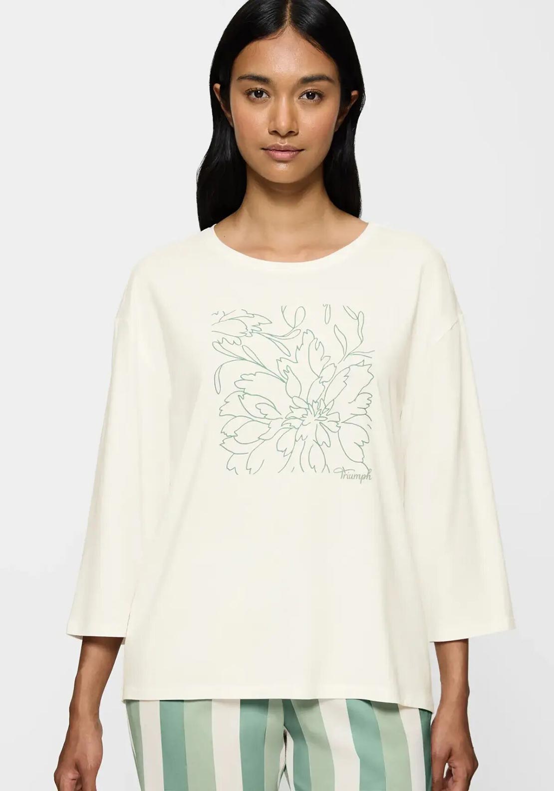 Triumph Mix & Match Stripe Pyjama Long Sleeve Top, Green