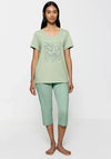 Triumph Floral Capri Pyjama Set, Green