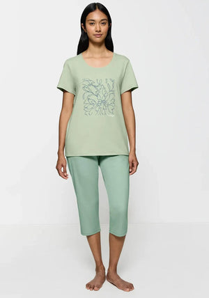 Triumph Floral Capri Pyjama Set, Green