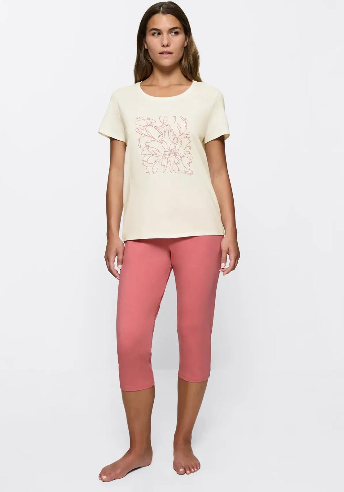 Triumph Floral Capri Pyjama Set, Pink