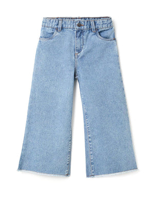 Zippy Girls Wide Leg Frayed Hem Jeans, Blue