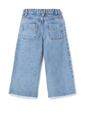 Zippy Girls Wide Leg Frayed Hem Jeans, Blue
