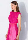 Kameya Floral Lace V-Back Maxi Dress, Fuchsia