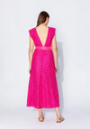 Kameya Floral Lace V-Back Maxi Dress, Fuchsia
