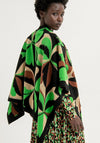 Surkana Wool Blend Petal Print Poncho, Green