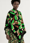 Surkana Wool Blend Petal Print Poncho, Green
