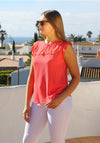Rant and Rave Dora Embroidered Trim Top, Coral