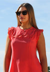 Rant and Rave Dora Embroidered Trim Top, Coral