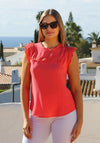 Rant and Rave Dora Embroidered Trim Top, Coral
