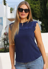 Rant and Rave Dora Embroidered Trim Top, Navy