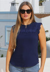 Rant and Rave Dora Embroidered Trim Top, Navy