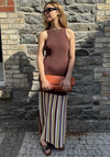 TOPSHOP Kayla Knitted Striped Maxi Dress, Brown