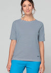 Bianca Boat Neckline Striped Top, Navy