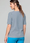 Bianca Boat Neckline Striped Top, Navy