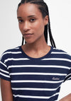 Barbour Womens Otterburn Stripe Cotton T-Shirt Dress, Navy & White