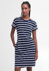 Barbour Womens Otterburn Stripe Cotton T-Shirt Dress, Navy & White