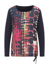 Barbara Lebek Drawstring Waist Print Top, Navy