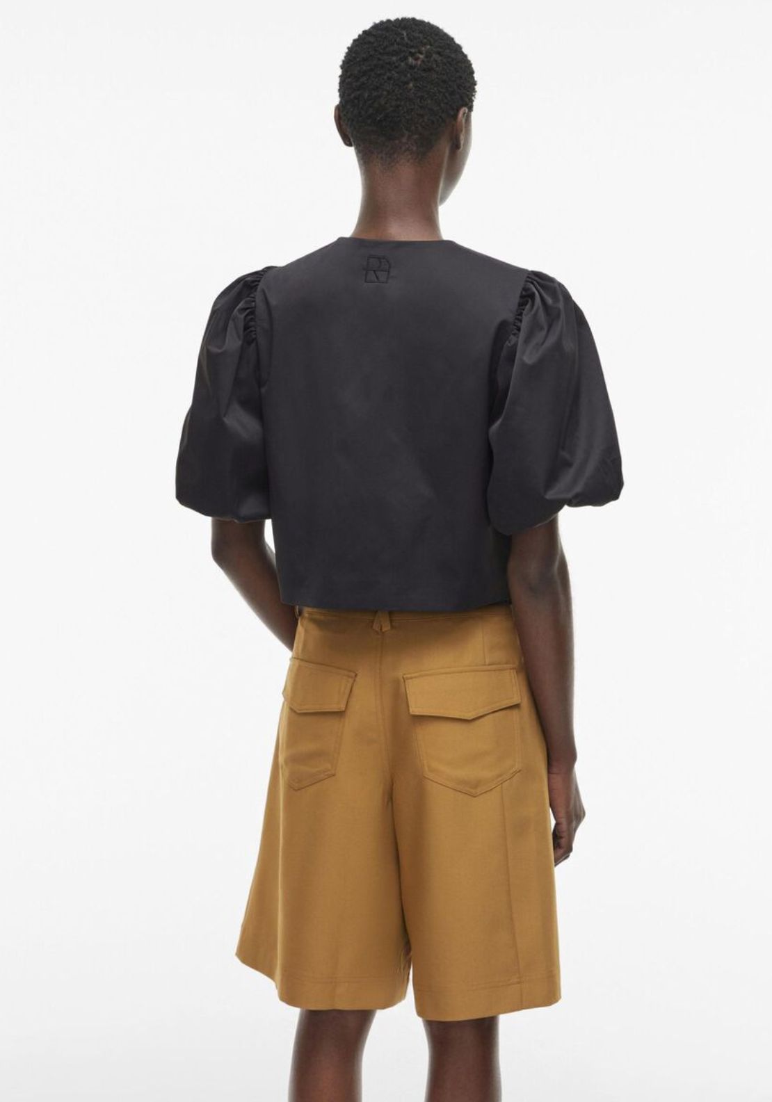 Rouge Edit Detta Puffed Sleeve Blouse, Black