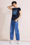 Street One Printed Patch T-Shirt, Deep Blue