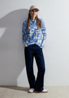 Cecil Volume Collar Graphic Sweater, Water Blue Melange