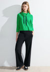 Cecil Drawstring Neckline Ribbed Top, Celery Green