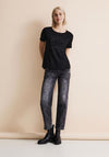 Street One Embellished Print T-Shirt, Black