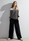 Cecil Herringbone High Neck Sweater, Black