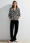 Cecil Split Neck Graphic Print Top, Black