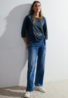 Cecil Zig Zag Embellished Top, Strong Petrol Blue