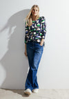 Cecil Drawstring Waist Geo Print Top, Universal Blue