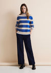 Street One High Neck Stripe Knit Sweater, Fresh Intense Blue