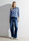 Cecil Jacquard Drawstring Hoodie, Water Blue