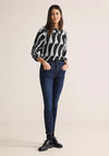 Street One Two Tone Wavy Print Top, Black