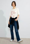 Cecil Text Print T-Shirt, Vanilla White