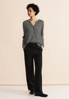 Street One Slit Neckline Bamika Style Blouse, Black