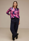 Street One Cutout Neckline Print Top, Bright Cosy Pink