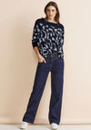 Street One Cosy Jacquard Print Top, Deep Blue