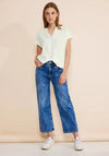 Street One V-Split Neck Viscose Blouse, Off-White