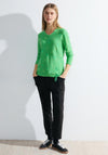 Cecil Drawstring Hemline Structured Knit Sweater, Celery Green